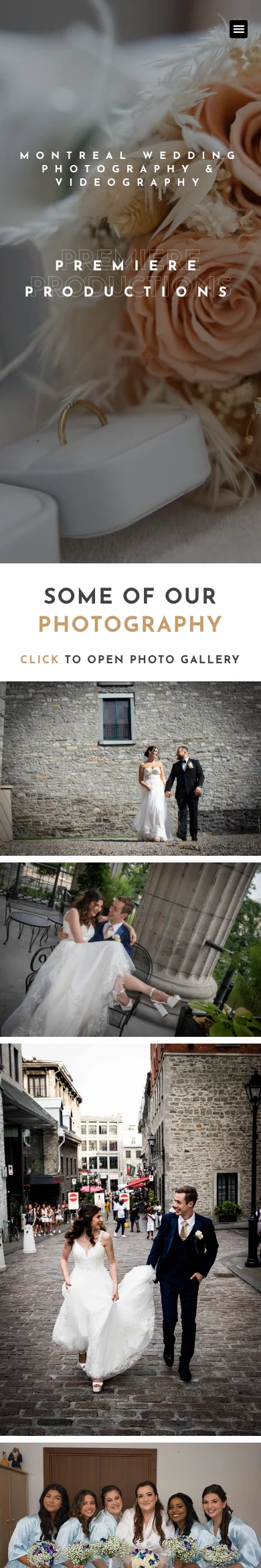 Homepage of the PREMIERE PRODUCTIONS website on mobile