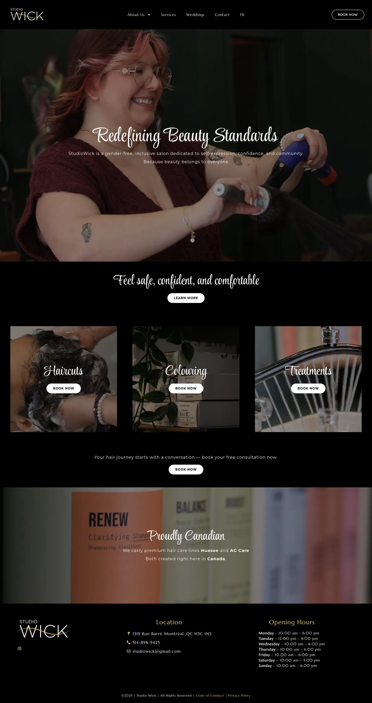 Homepage of the STUDIO WICK website on desktop