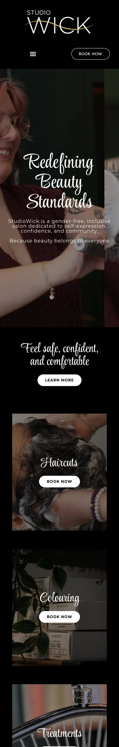Homepage of the STUDIO WICK website on mobile