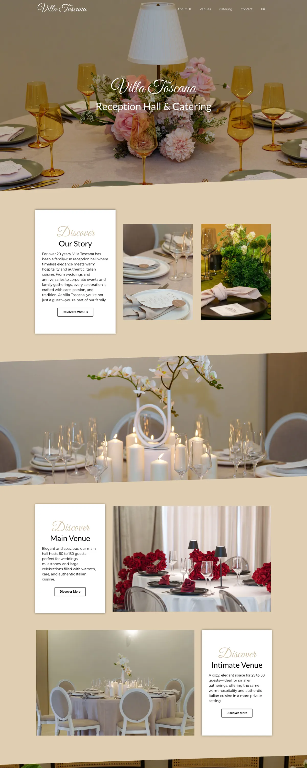 Homepage of the VILLA TOSCANA website on desktop