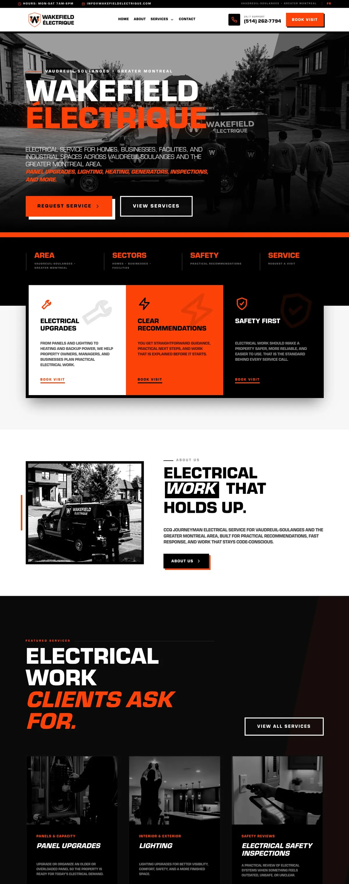 Homepage of the WAKEFIELD ÉLECTRIQUE website on desktop